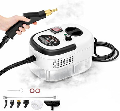 Pulitore a Vapore Casa 2500W, Pulitore Vapore Portatile ad Alta Pressione, 6 Velocità Regolabili, Serbatoio 1200 ml, Pulitore a Vapore per Cucina, Bagno, Finestre, Auto con 3 Testine.