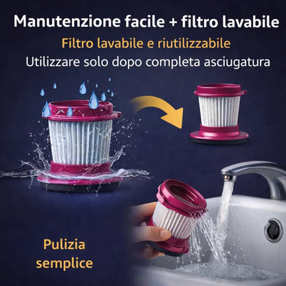 Aspirapolvere Senza Fili 4 in 1 UV-C Antiacaro - 100W 45 Min Autonomia