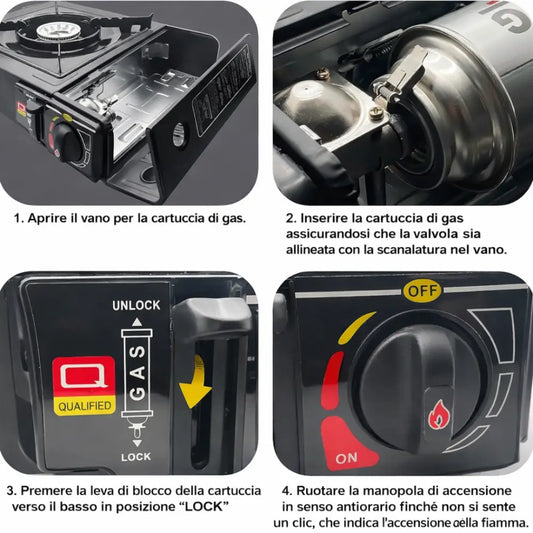 Fornello da Campeggio a Gas Portatile con Valigetta – Sicuro e Facile da Trasportare