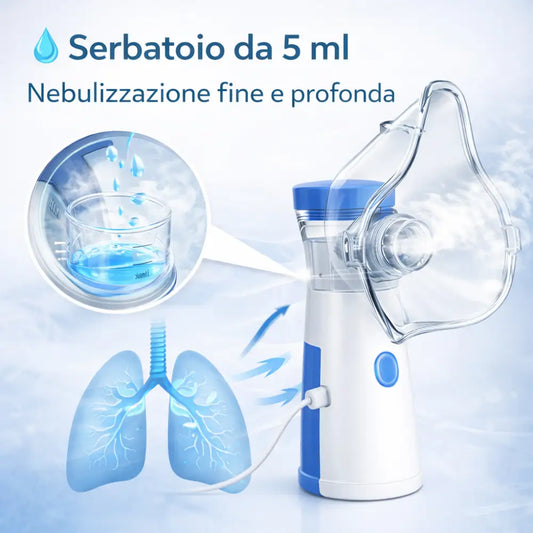 Nebulizzatore Portatile Avanzato – Silenzioso, Ricarica USB-C e Pulizia Automatica