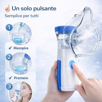 Nebulizzatore Portatile Avanzato – Silenzioso, Ricarica USB-C e Pulizia Automatica