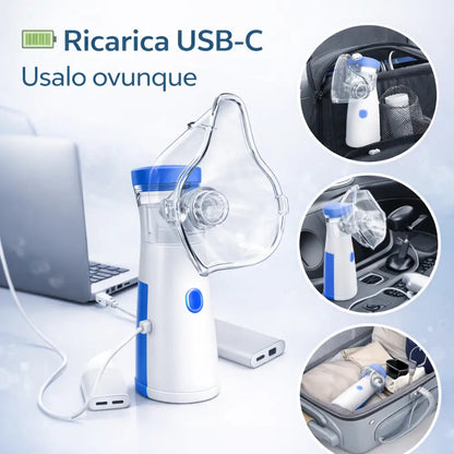 Nebulizzatore Portatile Avanzato – Silenzioso, Ricarica USB-C e Pulizia Automatica