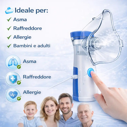 Nebulizzatore Portatile Avanzato – Silenzioso, Ricarica USB-C e Pulizia Automatica