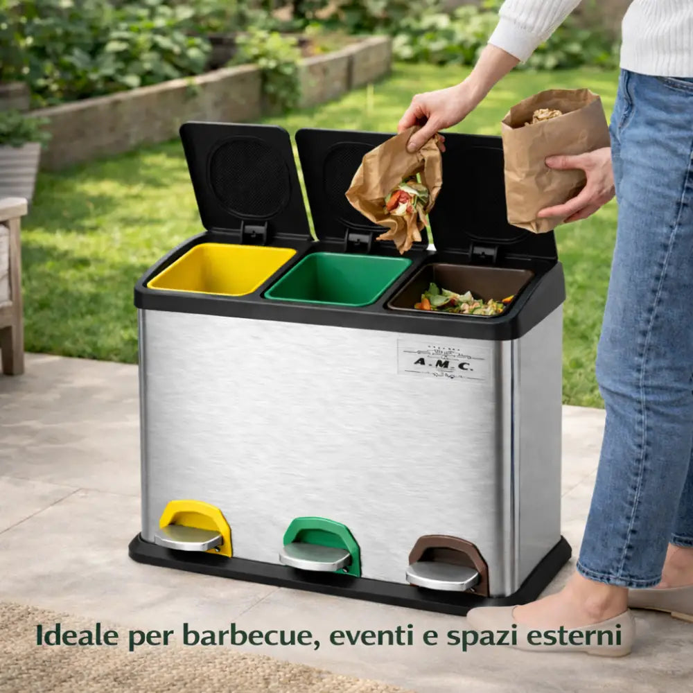 Pattumiera Differenziata 45L 3x15L con Pedale