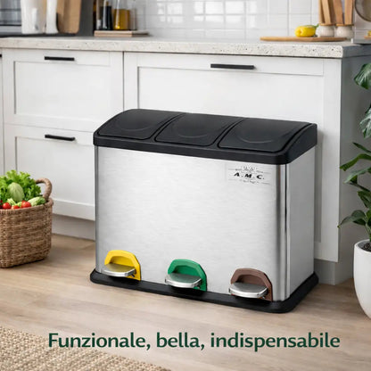 Pattumiera Differenziata 45L 3x15L con Pedale