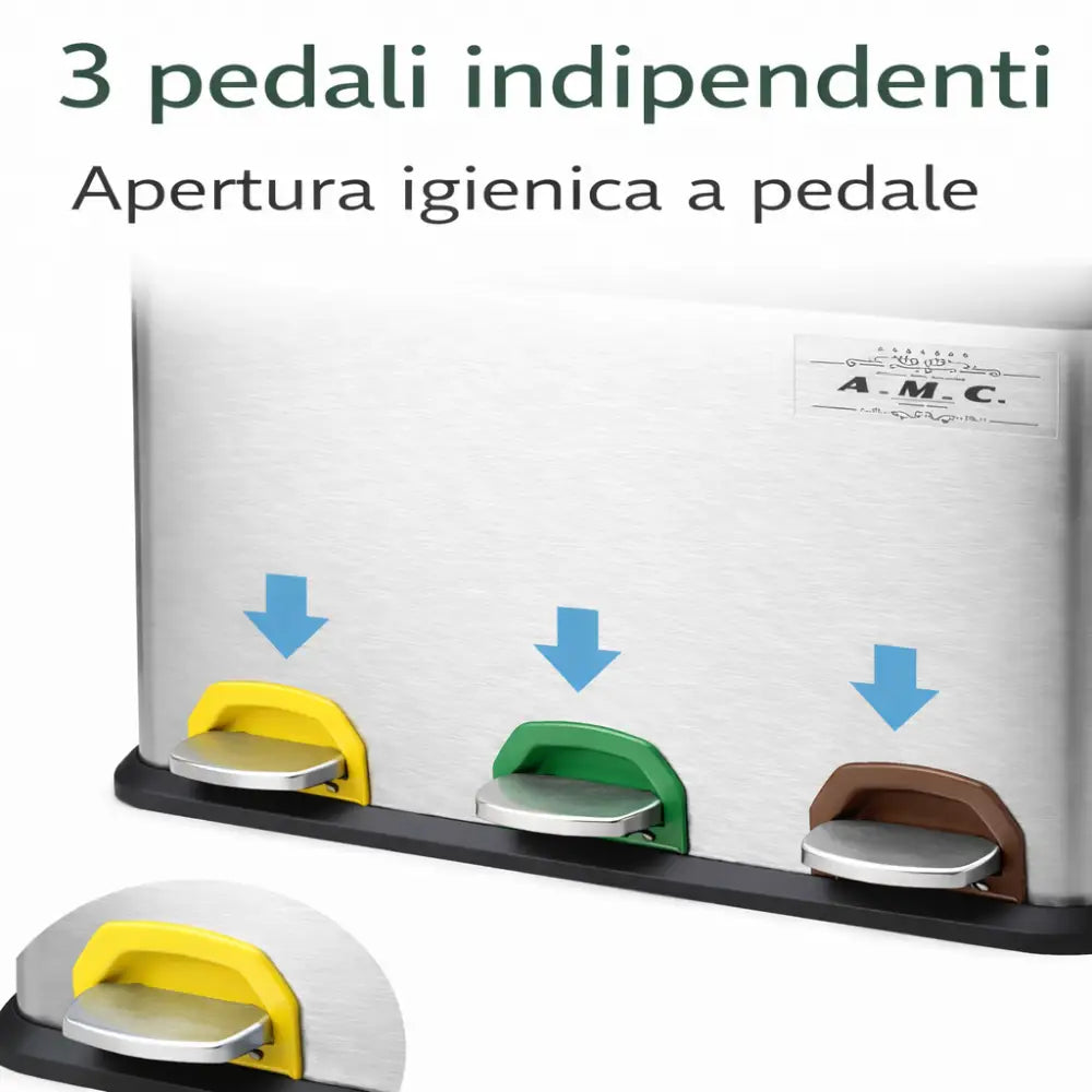 Pattumiera Differenziata 45L 3x15L con Pedale